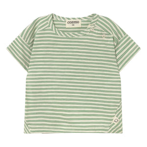 Cozmo - Striped baby T-shirt | Meadow Green