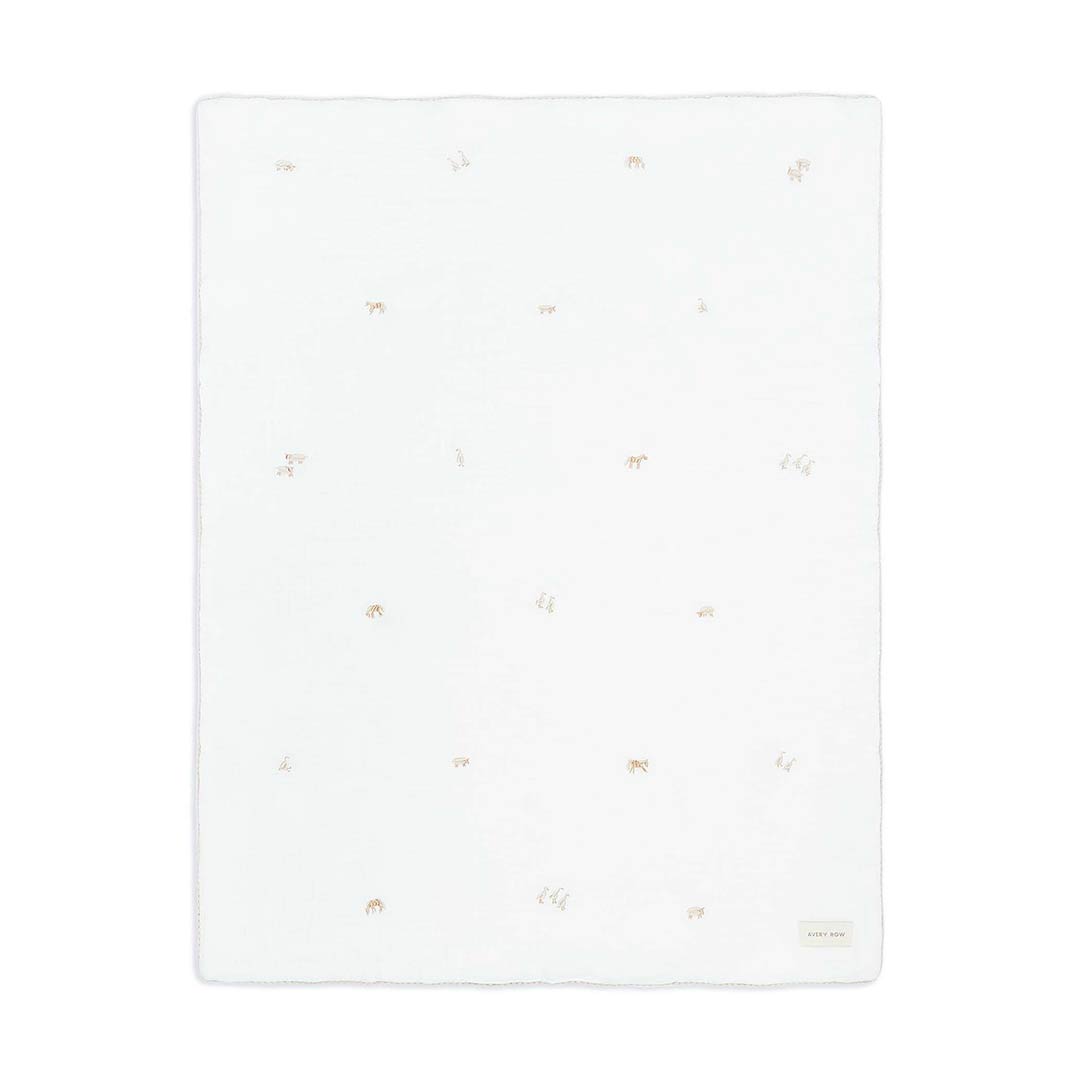 Avery Row Embroidered Muslin Blanket - Little Farm-Blankets-Little Farm- | Natural Baby Shower