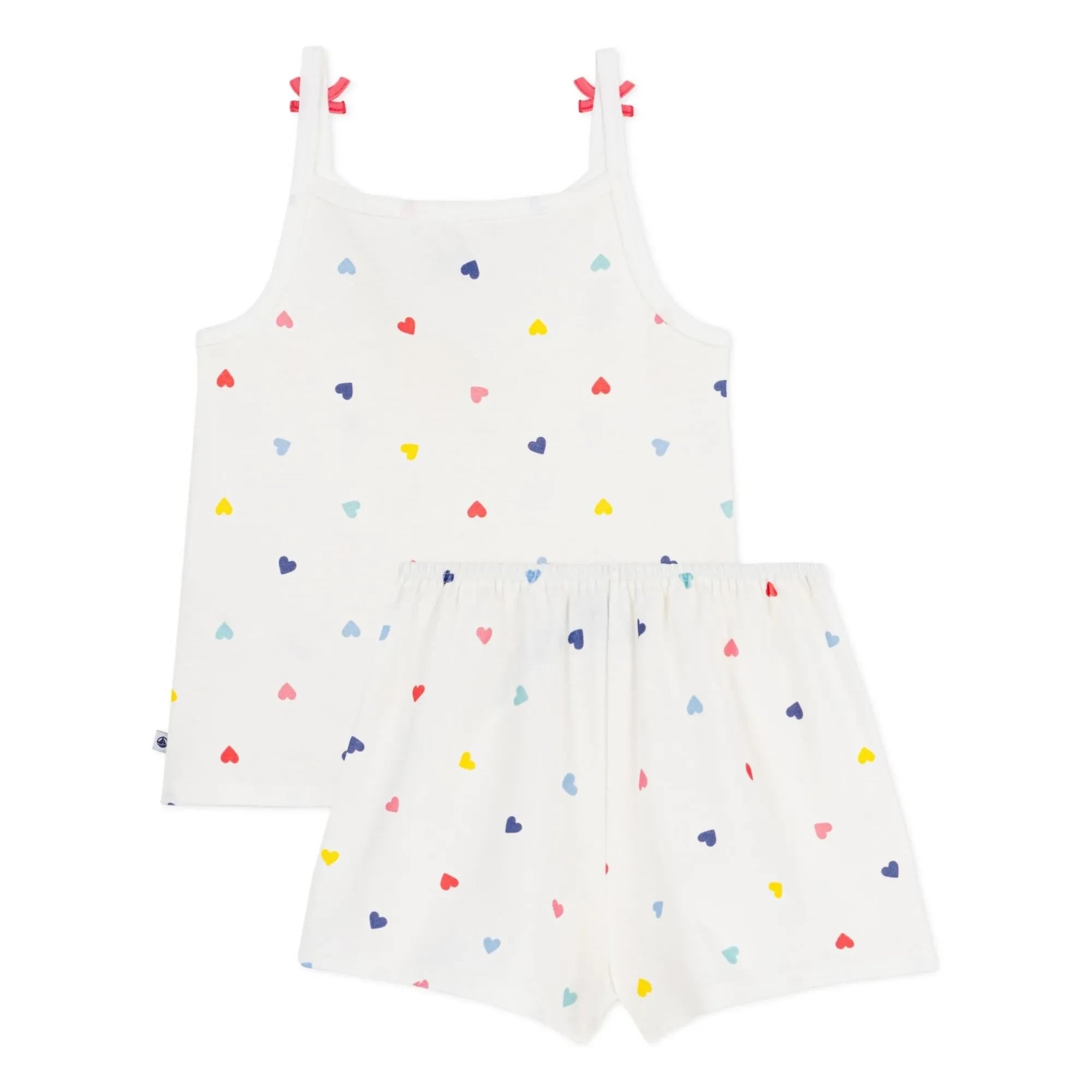 Petit Bateau - Kurzes Pyjama-Top mit Herzprint | Weiß