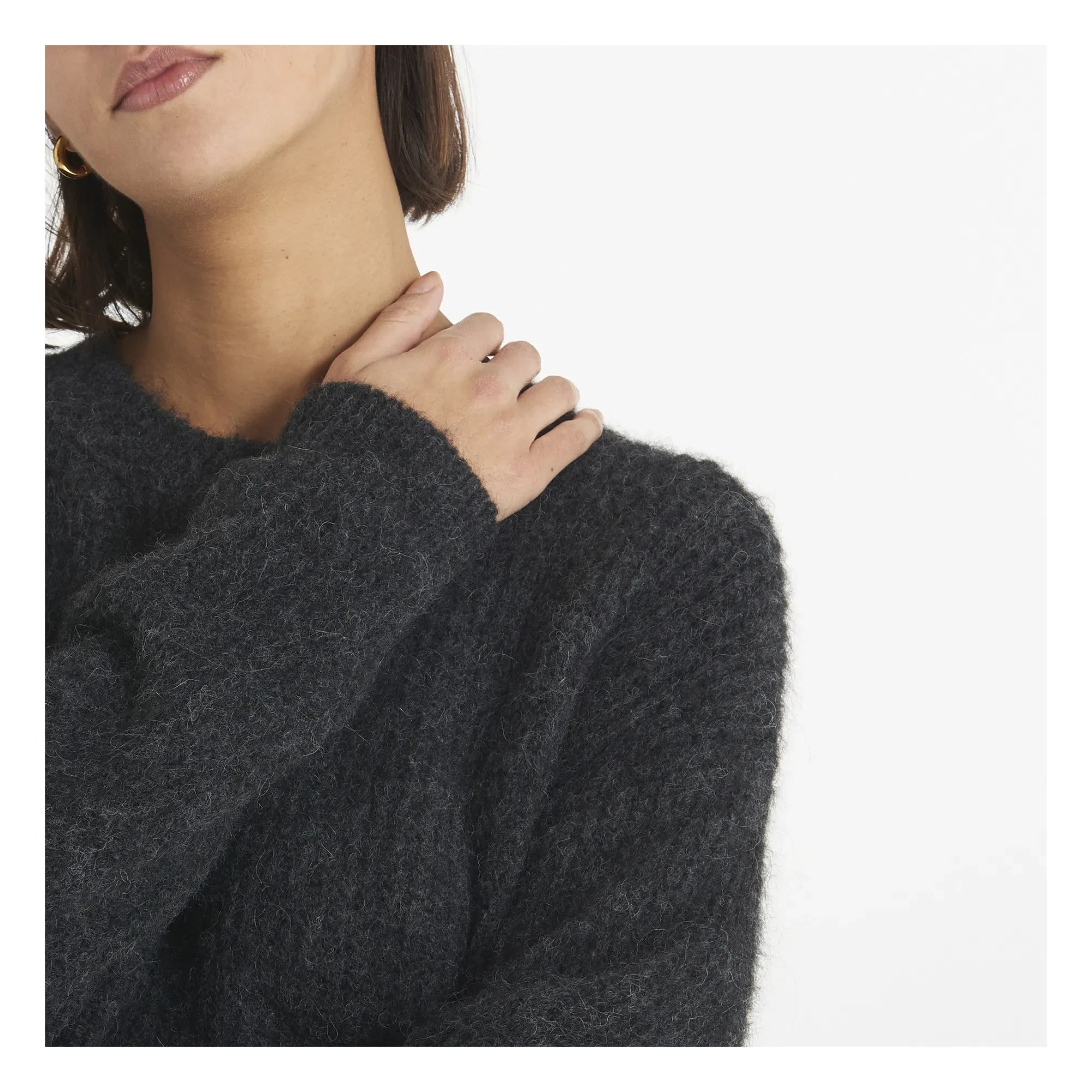 American Vintage – East Alpaca Rundhalspullover | Gesprenkeltes Anthrazit