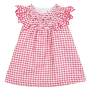 Tartine et Chocolat - Gestreiftes Kleid mit Gipiüre | Rosa