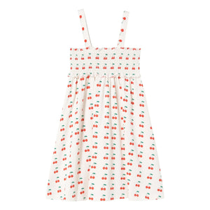 Tinycottons - Cerises Organik Pamuk Tank Elbise | Beyaz