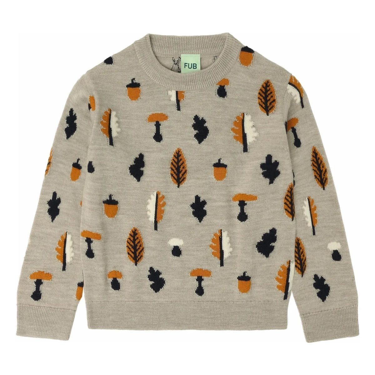 FUB - Jacquard-Merinowollpullover | Heather beige