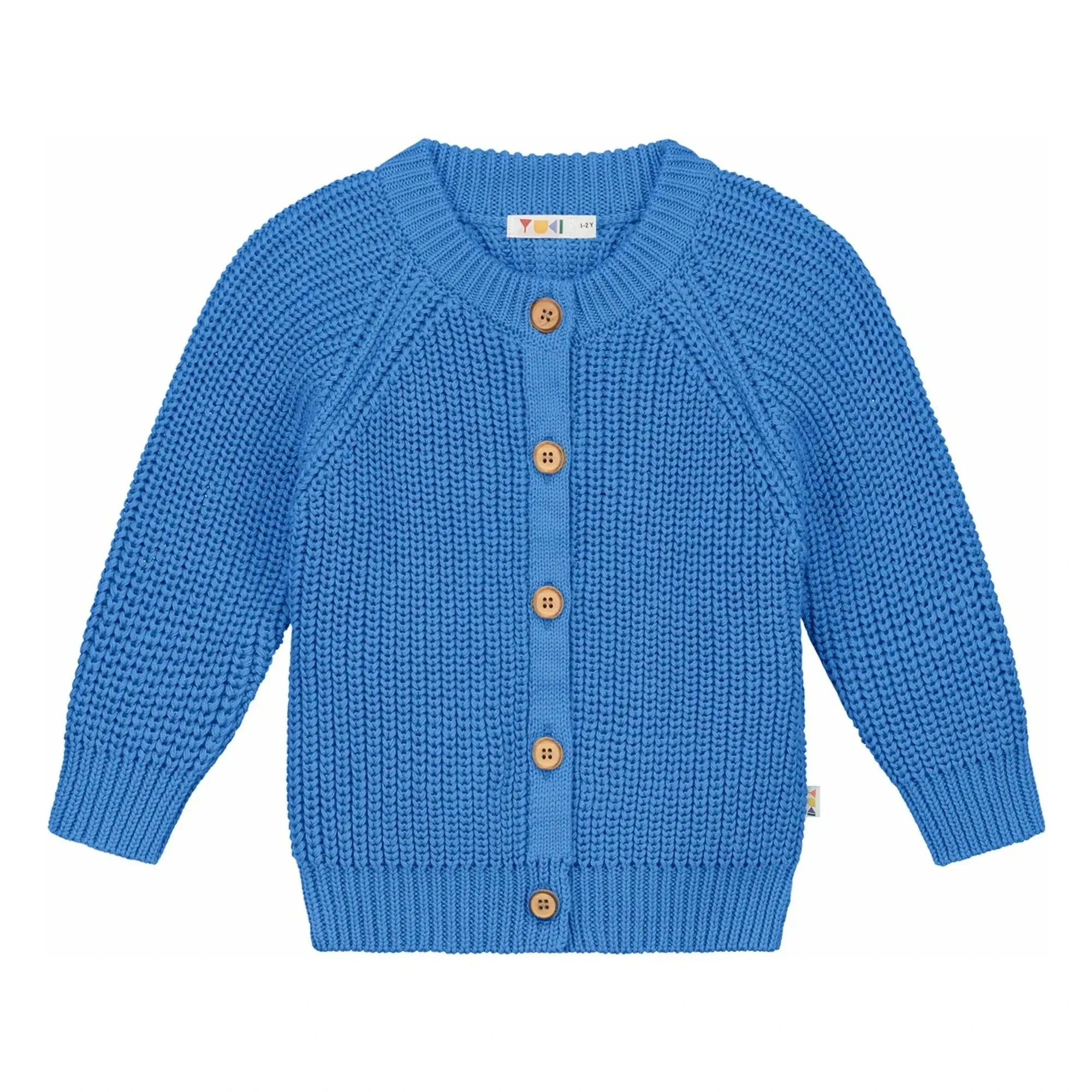Yuki - Organik Pamuk Raglan Hırka | Mavi