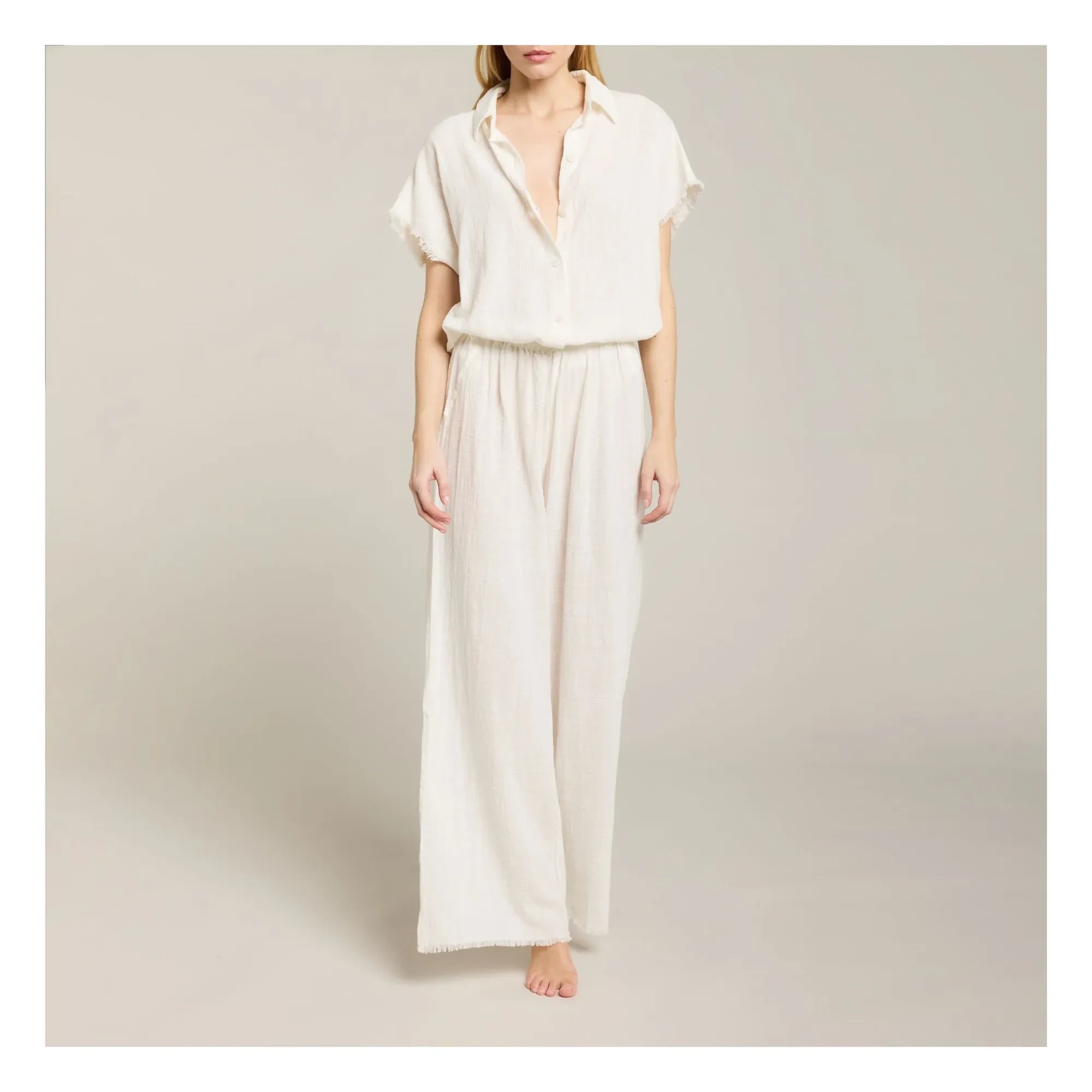 Maison Saint Julien - Sparta Baumwoll-Musselin-Hose | Ecru