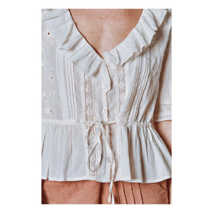 Emile et Ida – Rüschenbluse aus Baumwolle | Creme