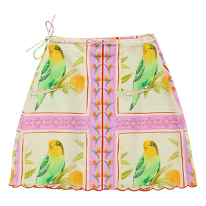 Maison Mangostan - Birds Patchwork Etek | Pembe