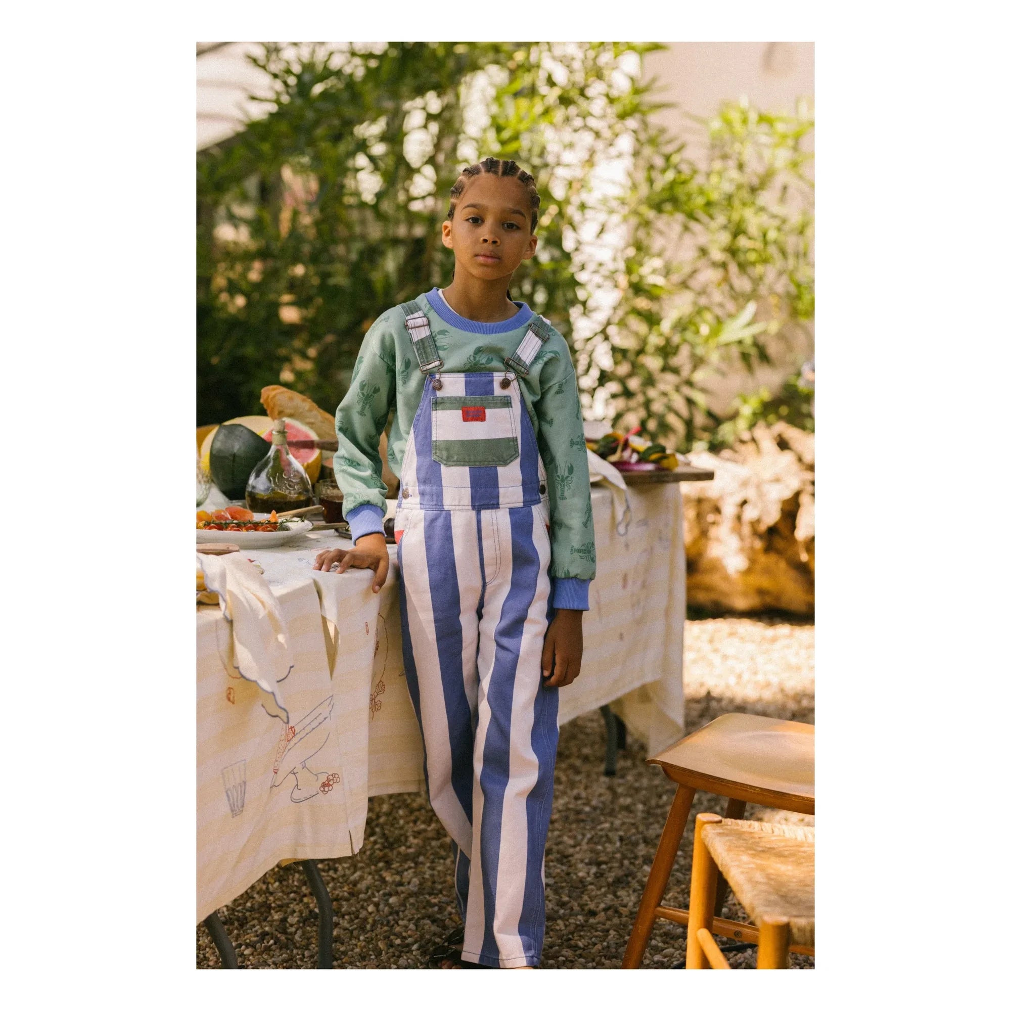 Favorite People - Gestreifter Capri-Overall | Blau