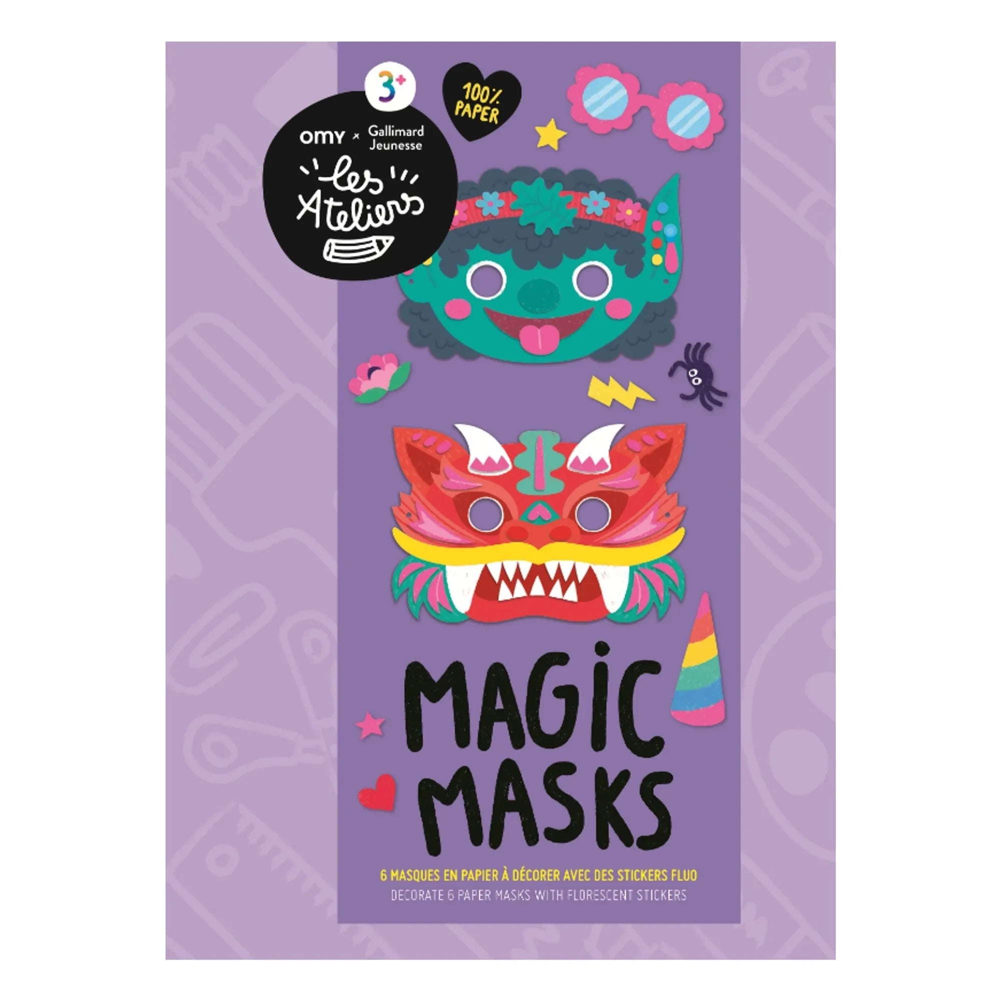 Omy x Gallimard Jeunesse - 6'lı Magic Mask dekoratif maskeler seti