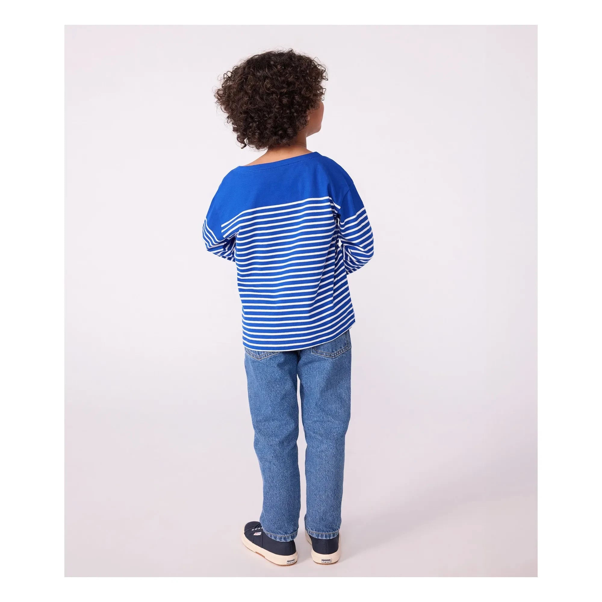 Petit Bateau - Logo Long-Sleeve Marinière T-Shirt Organic Cotton | Blue