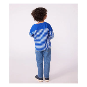 Petit Bateau - Logo Long-Sleeve Marinière T-Shirt Organic Cotton | Blue