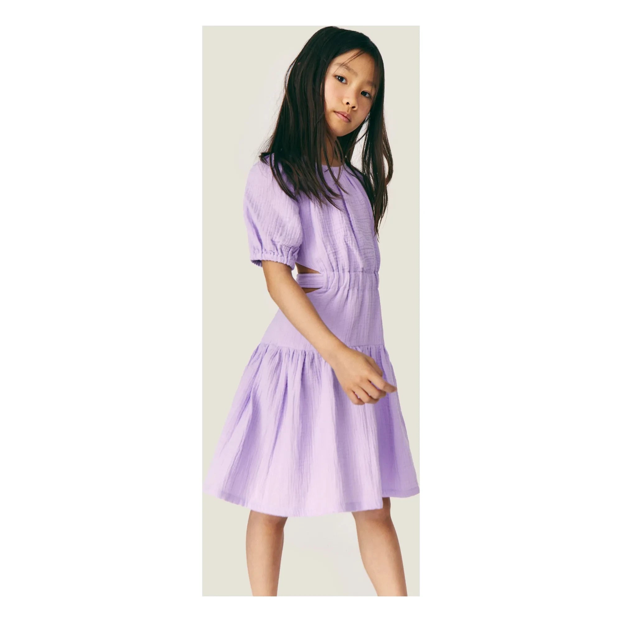 Mipounet - Fliederfarbenes Marine Chiffon Kleid aus Bio-Baumwolle