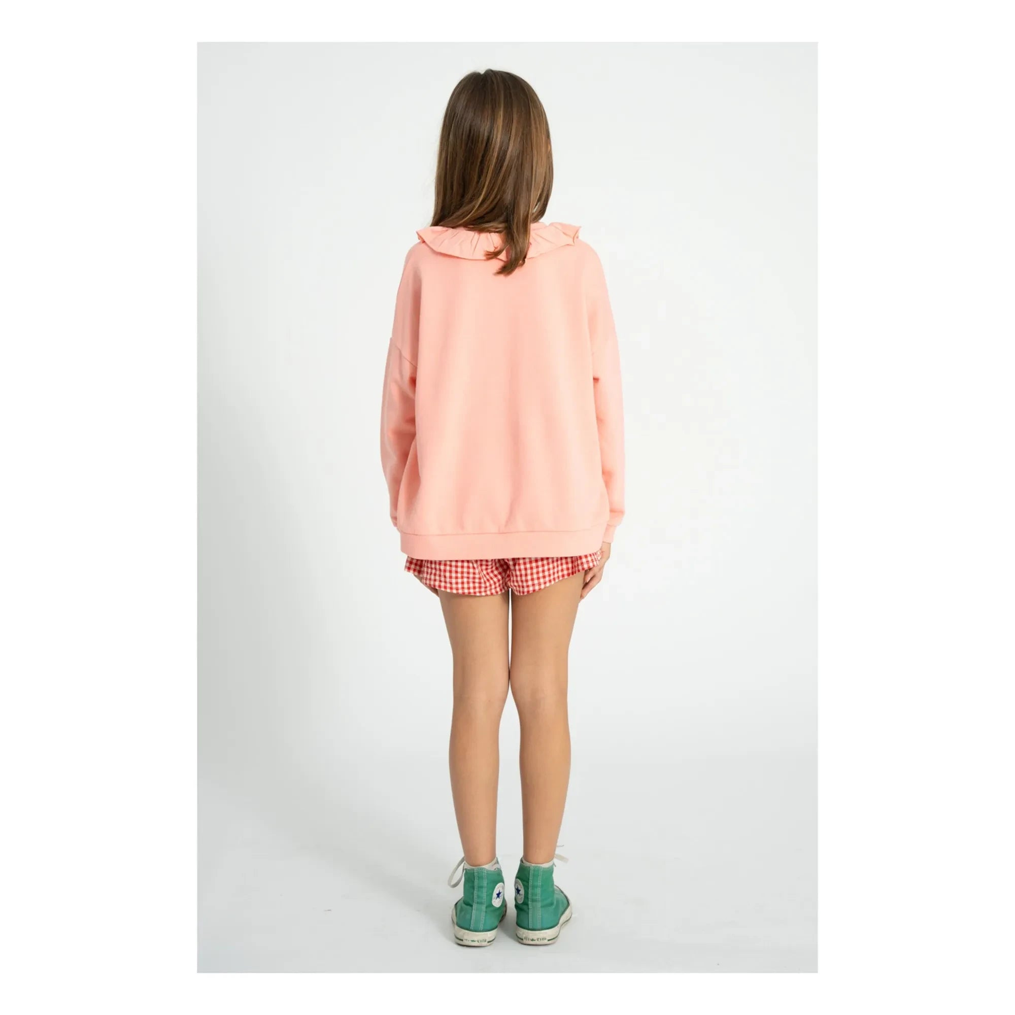 Piupiuchick - Çilek organik pamuklu fırfırlı sweatshirt | Pembe