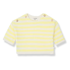 1+ in the family - Poseidon Streifen-Handtuchpullover | Hellgelb