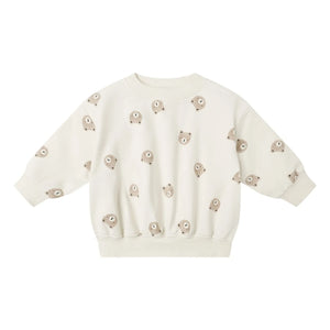 Quincy Mae - Sweatshirt aus Bio-Baumwolle mit Bärenmotiv | Ecru