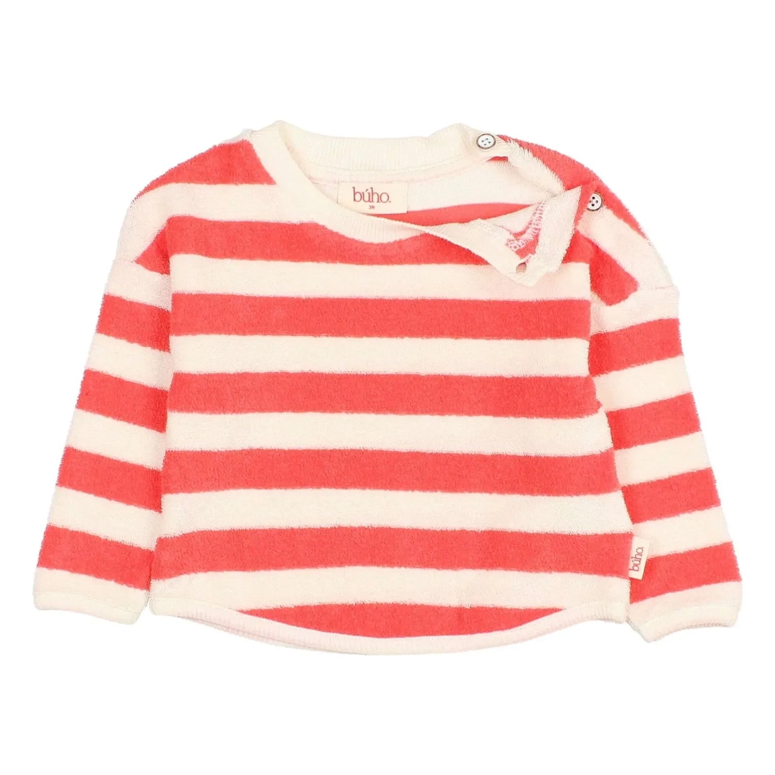 Búho - Çizgili organik pamuklu bebek sweatshirt | Kırmızı