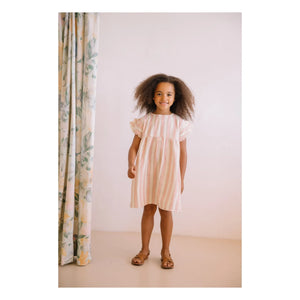 Studio Bohème - Gestreiftes Cousin Kleid aus Bio-Baumwollgaze | Rosa