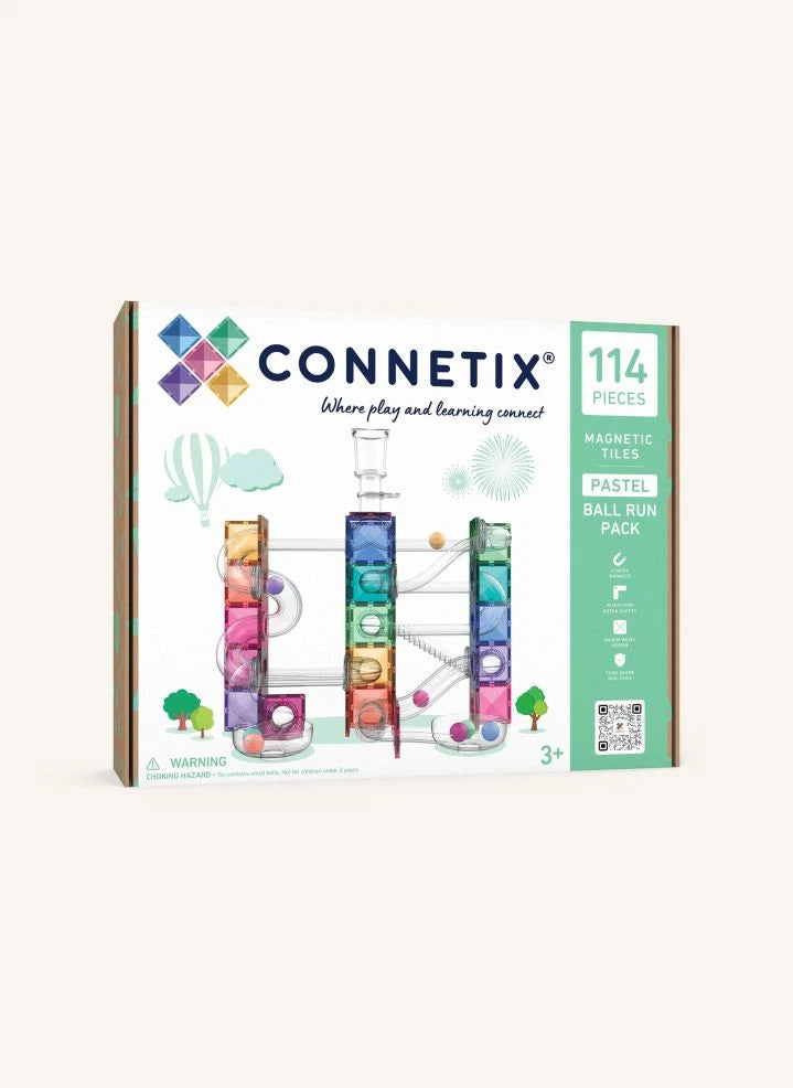Connetix - Set de Rodado de Pelotas Pastel de 114 Piezas