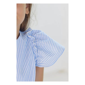 Tartine et Chocolat - Striped Ruffled Dress | Blue