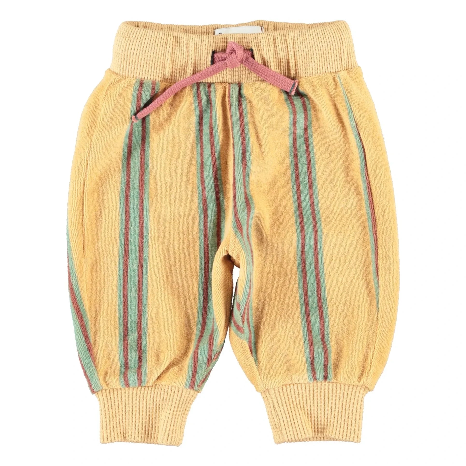 Piupiuchick - Organik pamuk havlu çizgili jogger pantolon | Sarı