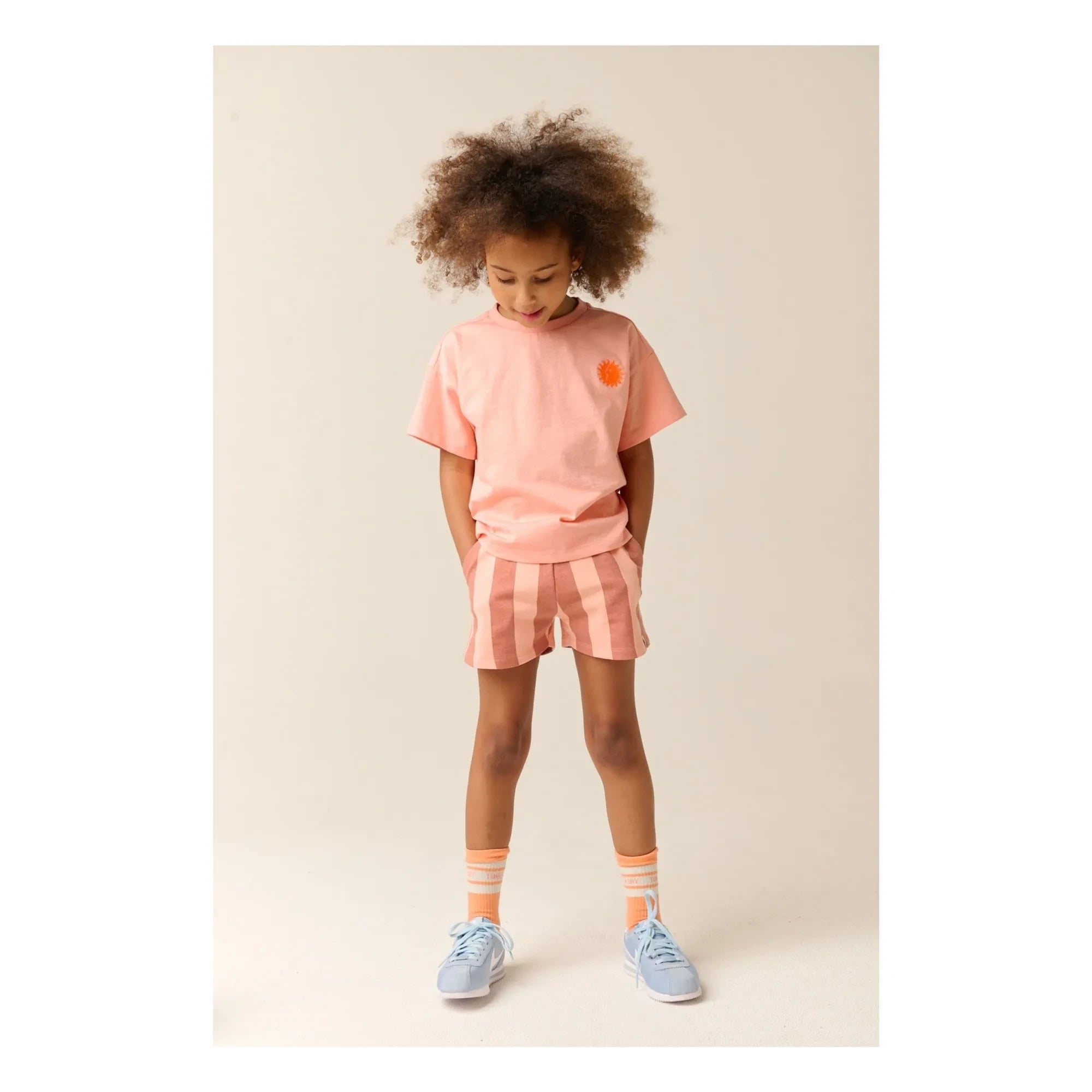 Tumble N'Dry – Lunario Gestreifte Shorts aus recycelter Baumwolle | Peach