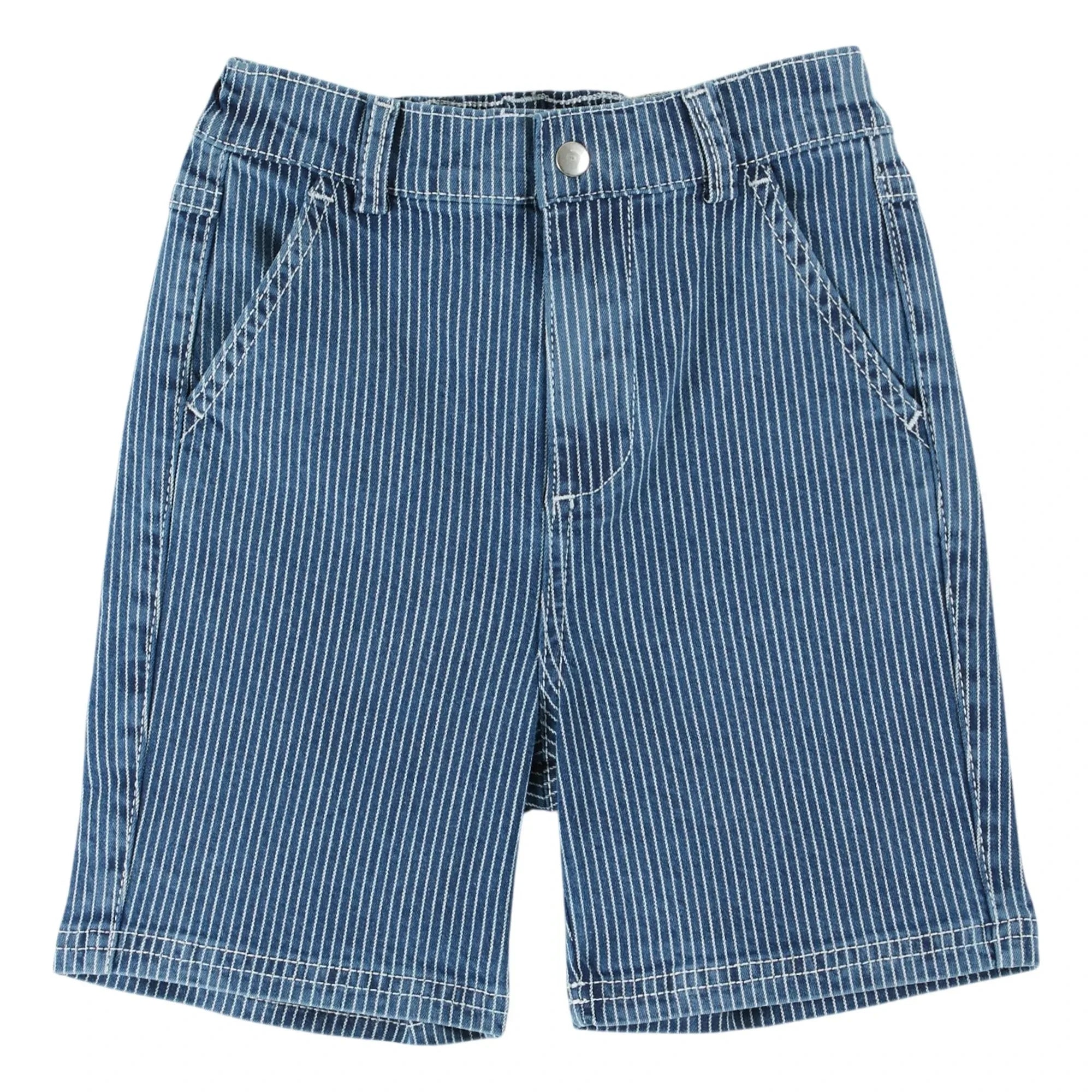 Emile et Ida - Gestreifte Denim Bermuda-Shorts | Blau