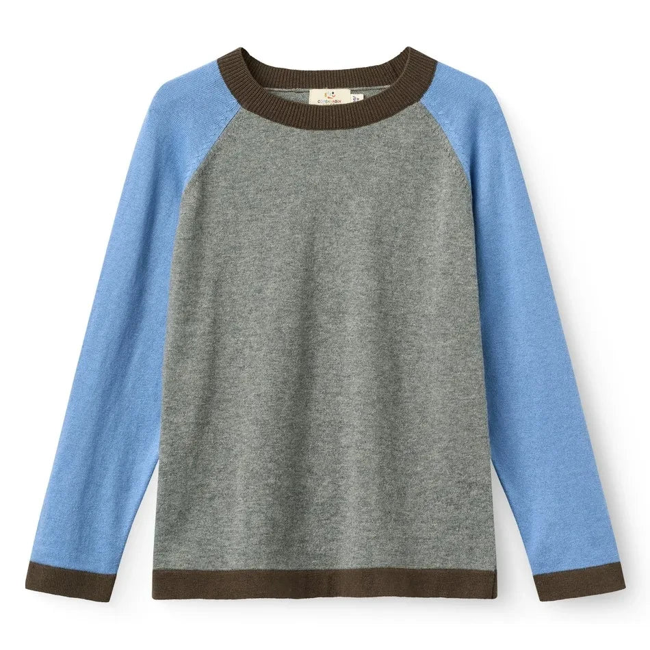 Copenhagen Colors - Farbblockierter Feinstrickpullover aus Bio-Baumwolle und Kaschmir | Grau