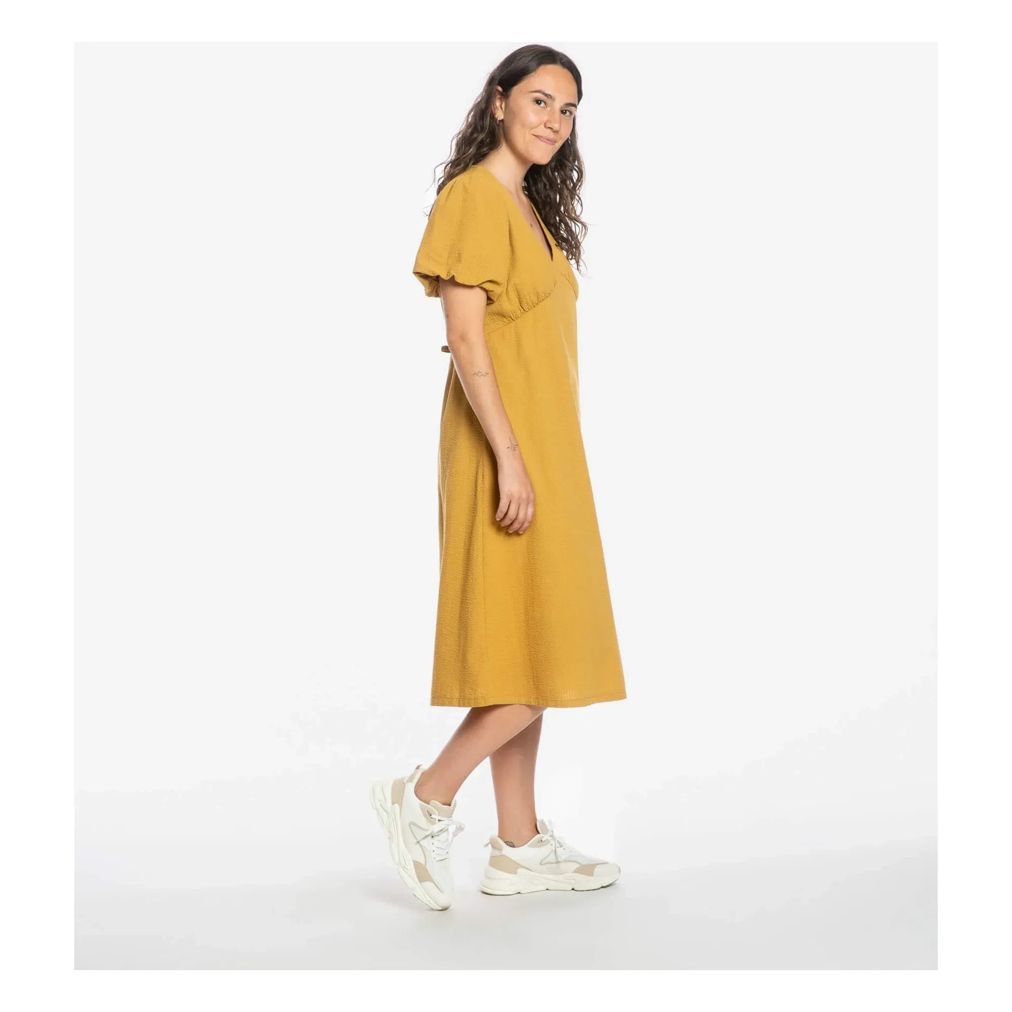 Matona - Midilanges Kleid aus Bio-Baumwolle | Senf