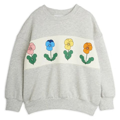 Mini Rodini - Blumen-Sweatshirt aus Bio-Baumwolle | Graumeliert