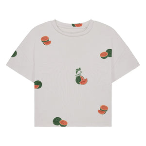 Studio Bohème - Crop Flow T-Shirt Wassermelone Bio-Baumwolle | Ecru