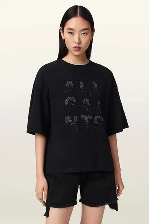 AllSaints kadın pamuklu bol kesim STACKS tişört