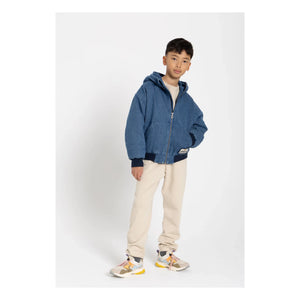 Hundred Pieces - Kapuzenjacke aus mattem Denim | Denim-Blau
