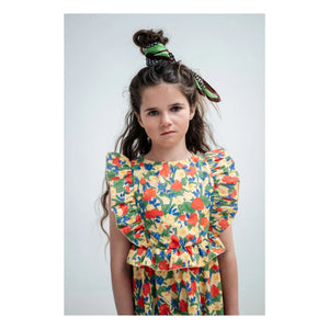 Repose AMS - Organic Cotton Floral Pattern Ruffled Dress | Light Yellow