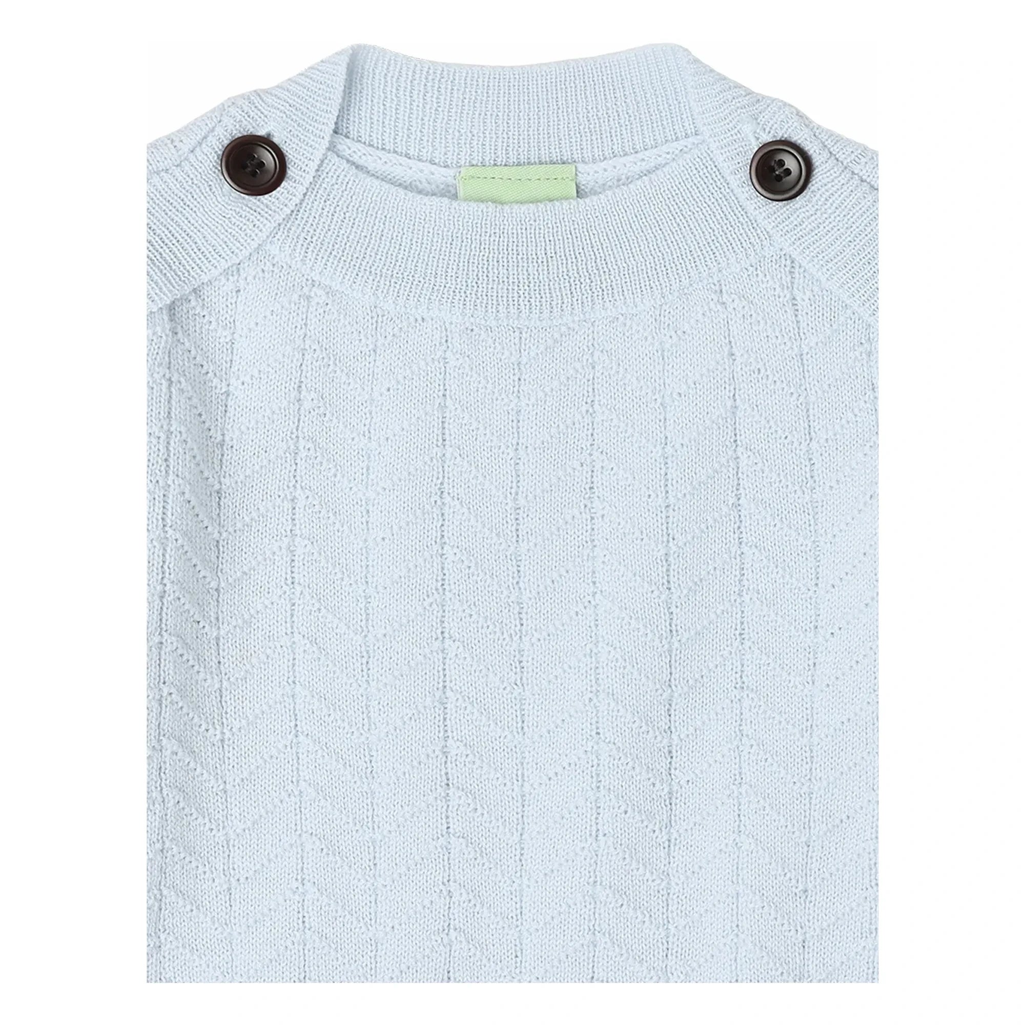 FUB - Zigzag Buttoned Sweater Fine Knit Merino Wool | Light Blue