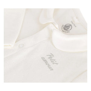 Petit Bateau - Schlafanzug Dors Bien Petit Amour aus Rippenstrick Bio-Baumwolle | Weiß