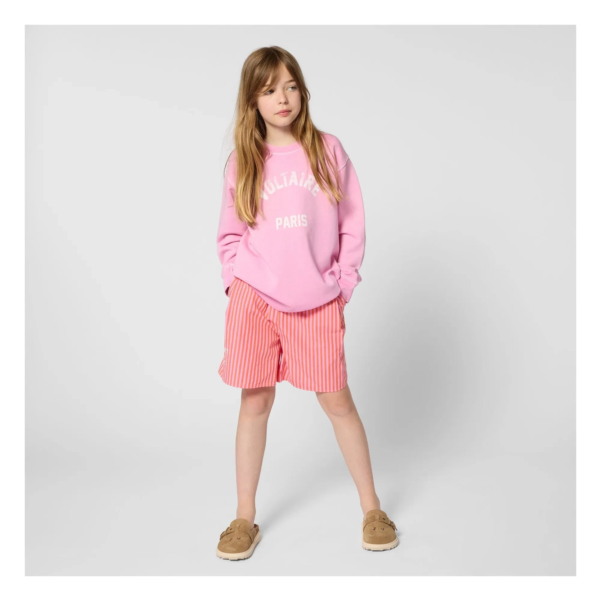 Zadig & Voltaire - Çizgili Elastik Belli Bermuda Şort | Pembe