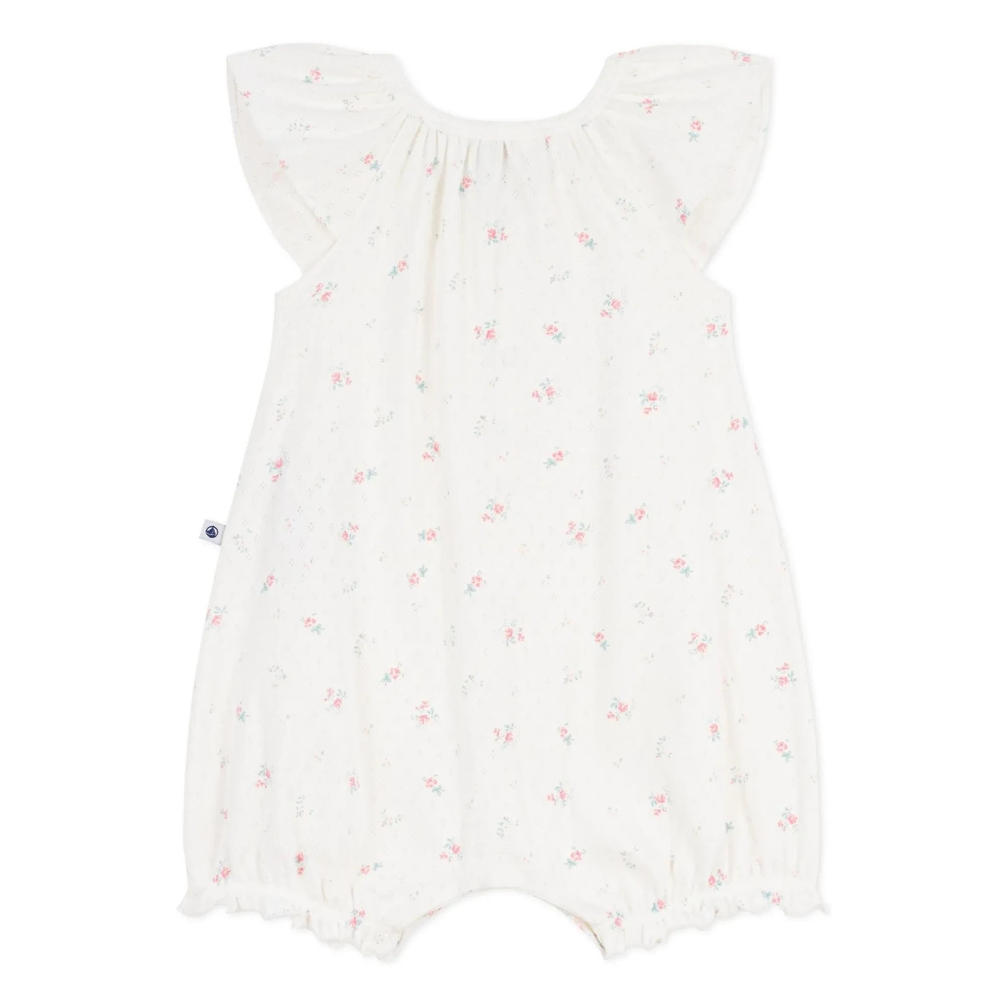 Petit Bateau - Delikli Çiçek Desenli Tulumlu Pijama | Beyaz