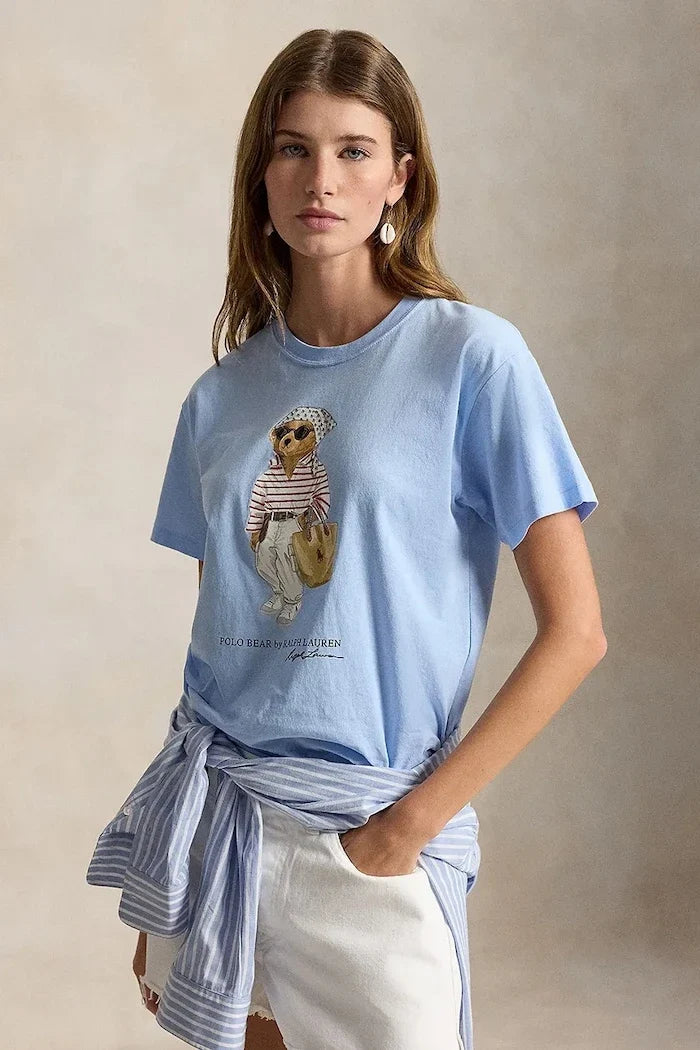 Polo Ralph Lauren basic kadın pamuklu tişört VNTG CTN JSY-KNT-T-SHIRT