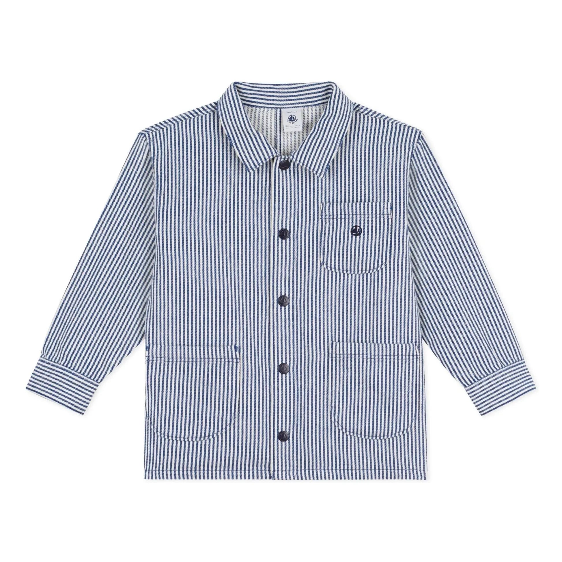 Petit Bateau - Striped Organic Cotton Worker Jacket | Blue