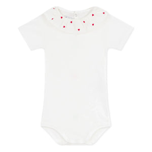 Petit Bateau - Heart Organic Cotton Bodysuit | White