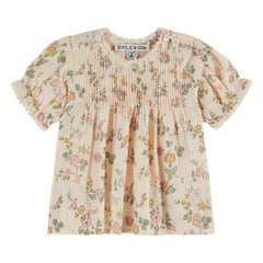 Emile et Ida - Rüschenbluse mit Blumenmuster Bio-Baumwolle | Blassrosa