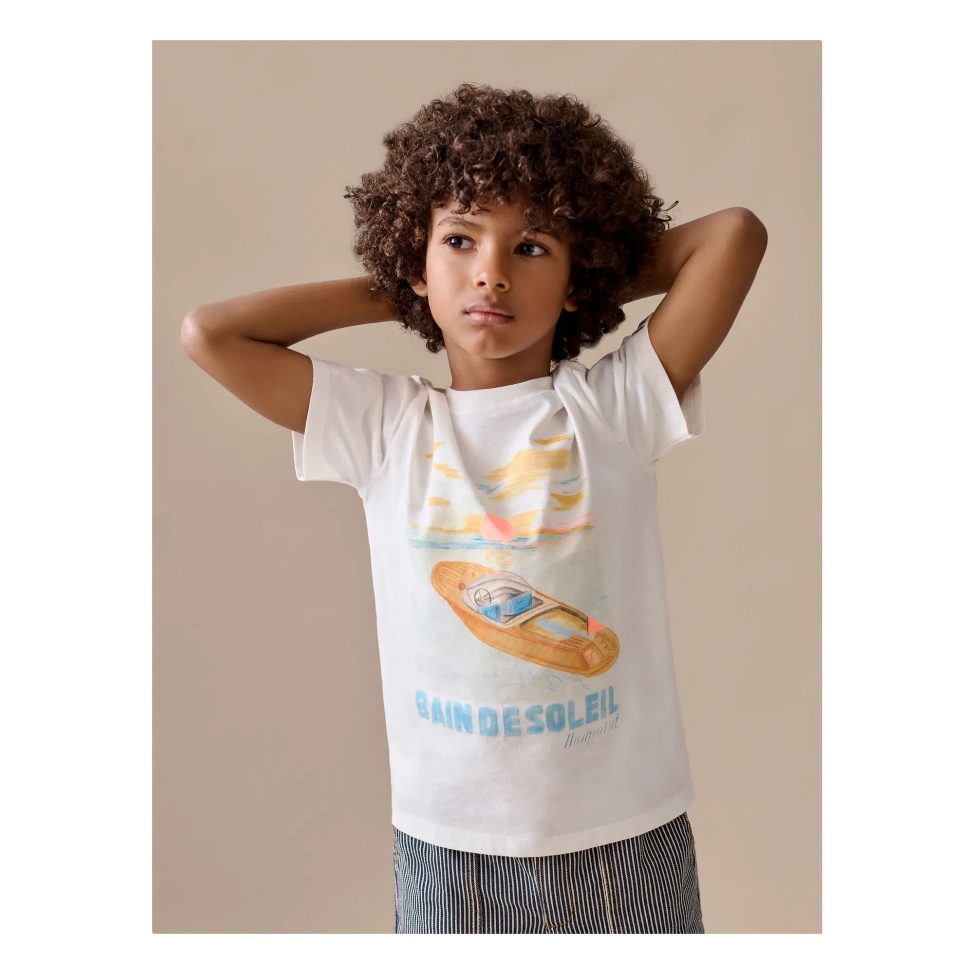 Bonpoint – Thibald Sonnenbad T-Shirt aus Bio-Baumwolle | Ecru
