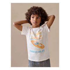 Bonpoint – Thibald Sonnenbad T-Shirt aus Bio-Baumwolle | Ecru