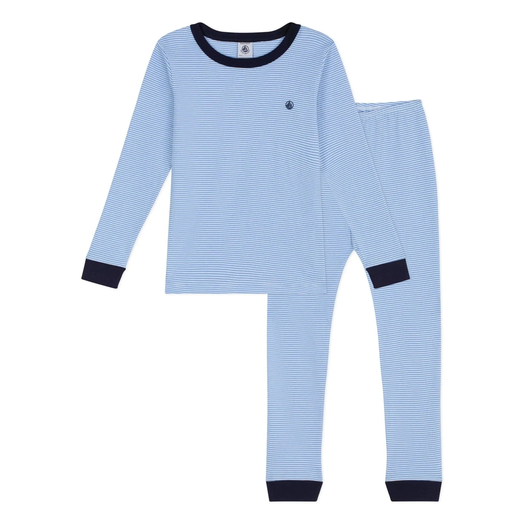 Petit Bateau - Gestreifter Schlafanzug aus Bio-Baumwolle, schmal geschnitten | Blau