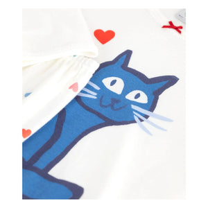 Petit Bateau - Organik pamuklu kedi pijaması | Beyaz