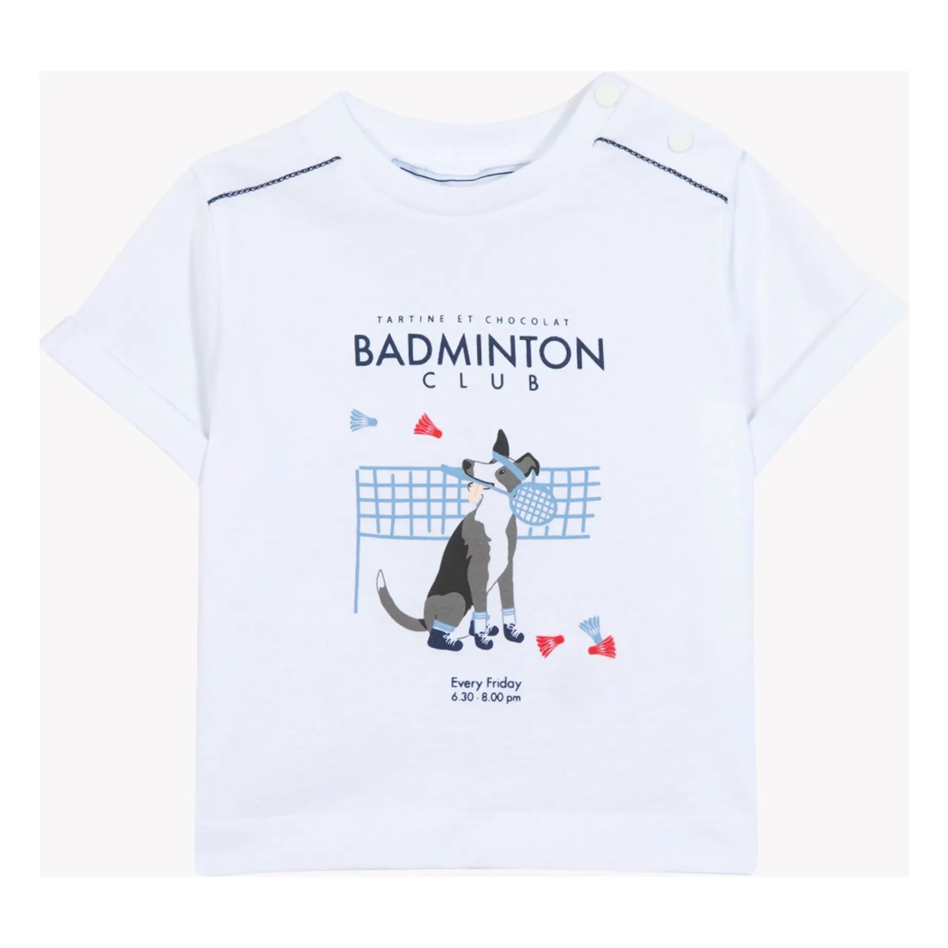 Tartine et Chocolat - Badminton Club Dog T-Shirt | White