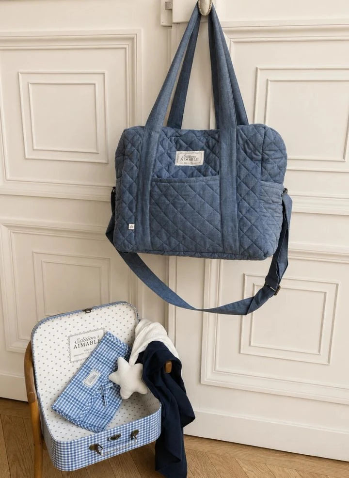 Editions Aimable - Suzanne diaper bag | Blue Chambray