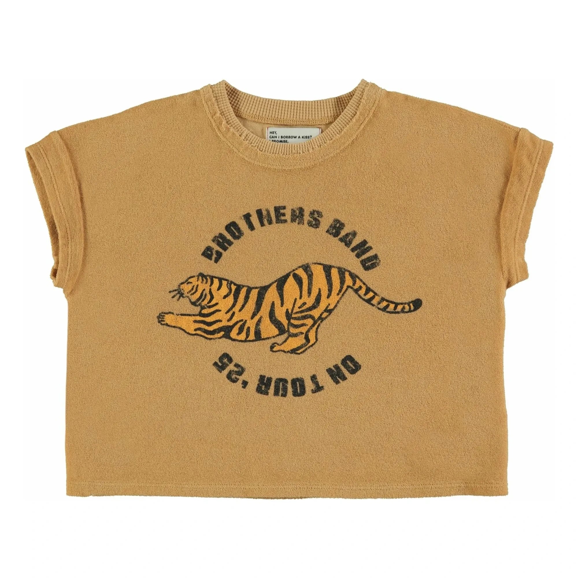 Piupiuchick – T-Shirt mit Tigerprint, Frottee, Bio-Baumwolle | Senf