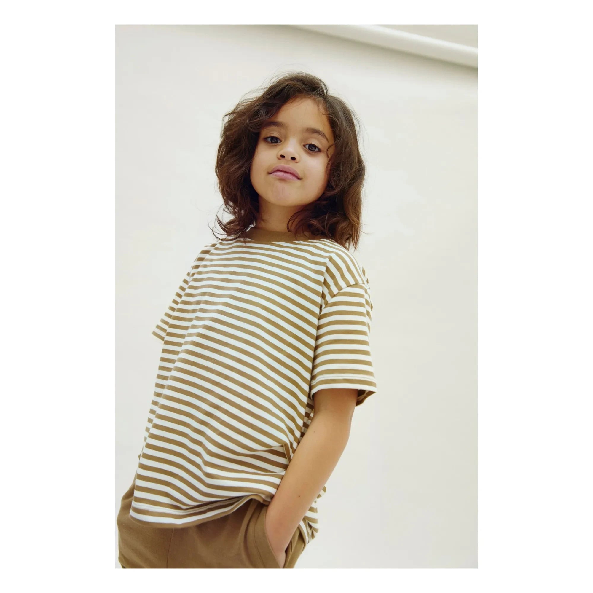 Gray Label - Oversized Striped Organic Cotton T-shirt | Khaki Brown