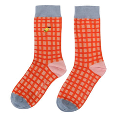Sticky Lemon - Lemon checked socks | Peach